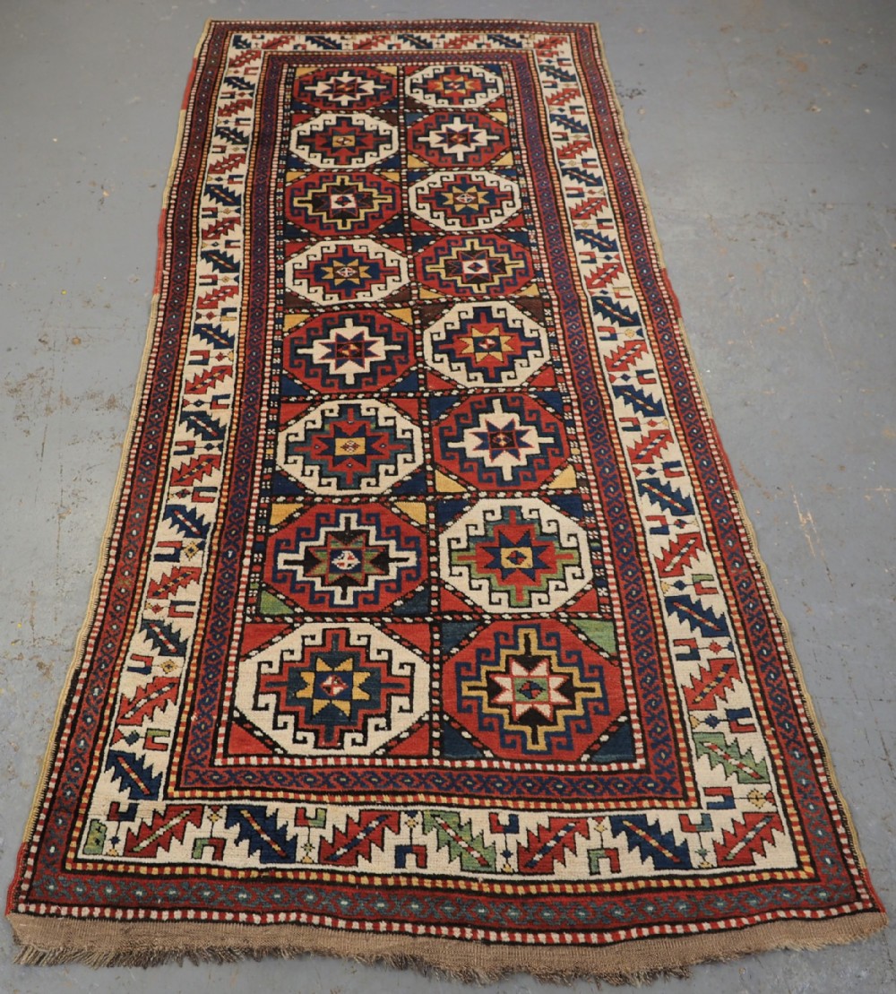 antique caucasian moghan kazak long rug outstanding condition circa 1880