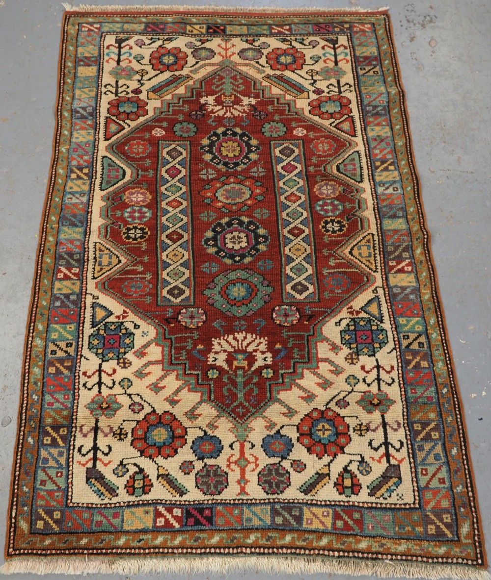 antique turkish mihalicik village rug floral design circa 1900