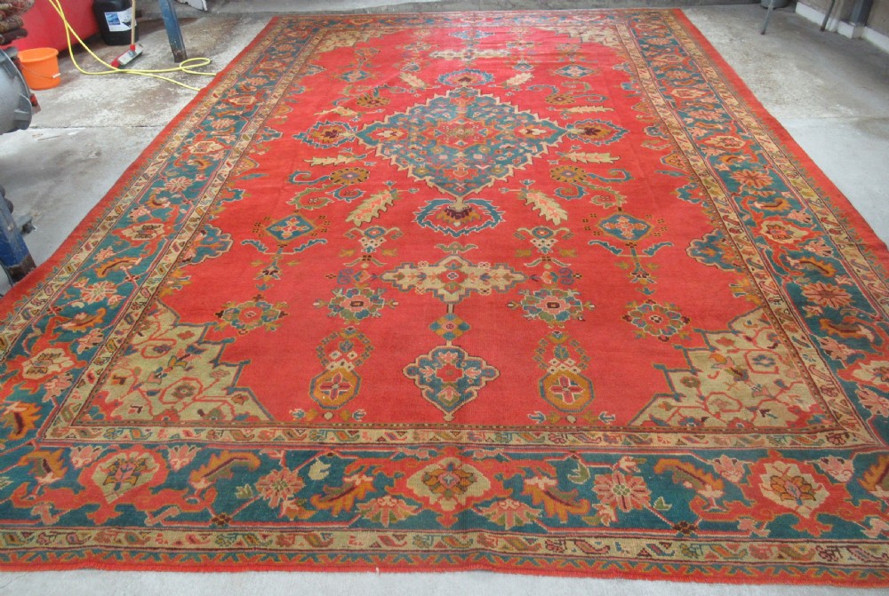 antique turkish oushak carpet large size outstanding colour circa 1890