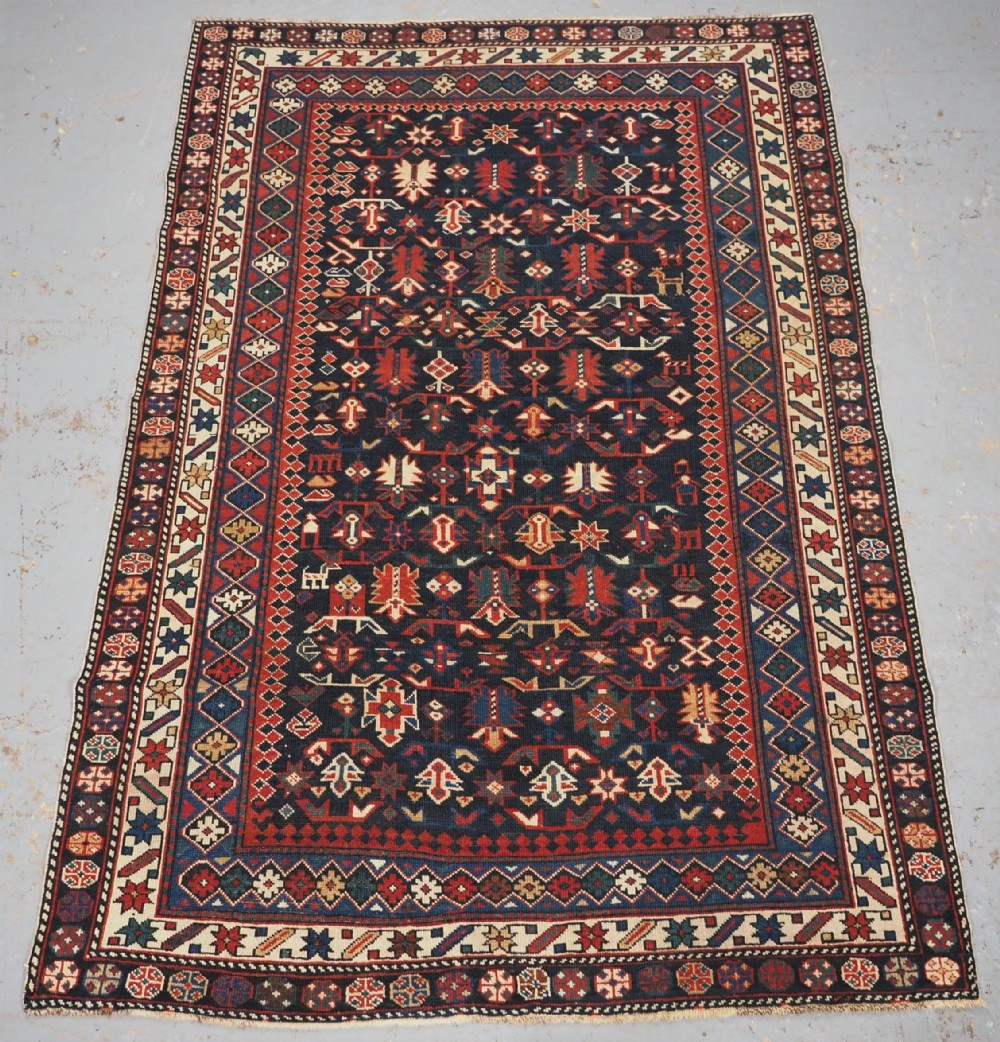 antique caucasian daghestan rug with chichi style design circa 1890