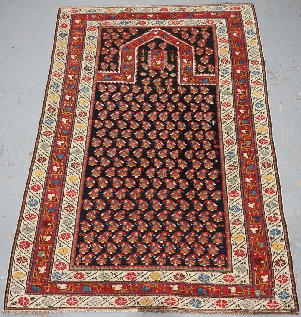 antique caucasian dagestan prayer rug with small boteh design circa 1890