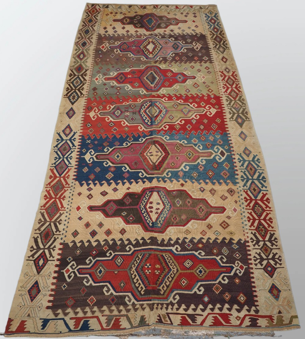 antique turkish konya two part kilim outstanding colour 2nd half 19th century
