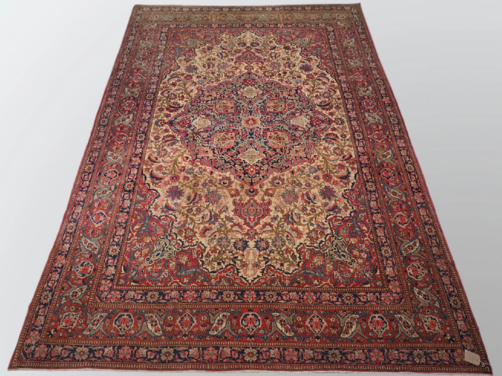 antique isfahan carpet of classic medallion design outstanding condition circa 1900
