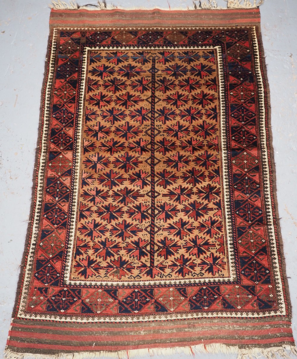 antique baluch rug possibly timuri tribes camel ground with tree of life circa 1880