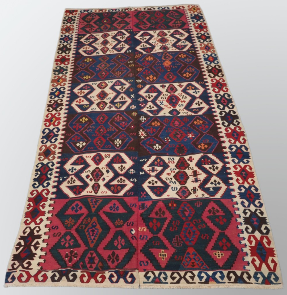 antique turkish malatya kilim woven in 2 parts great colour circa 1900