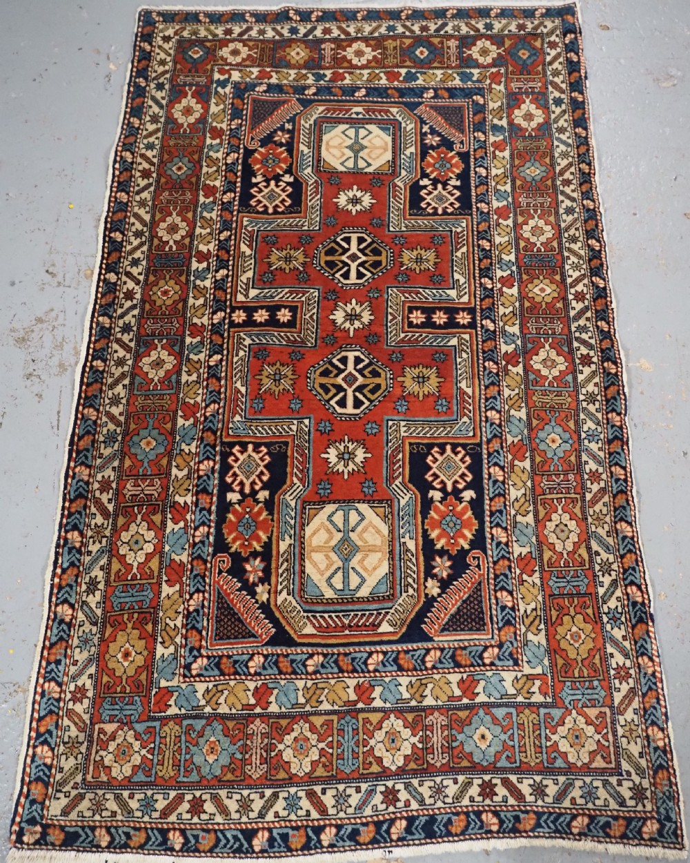 antique caucasian shirvan rug of small size surahani design circa 190020