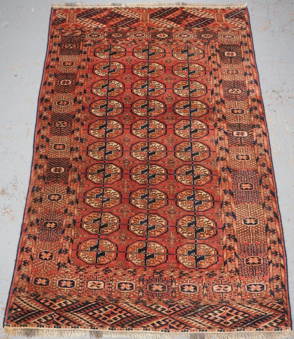 antique tekke turkmen 'dip khali' rug soft warm red colour circa 1900