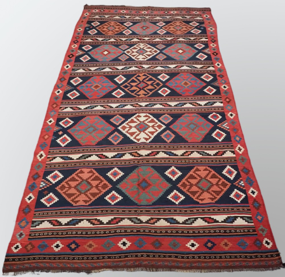 antique shahsavan or south caucasian kilim with good soft colours circa 1900