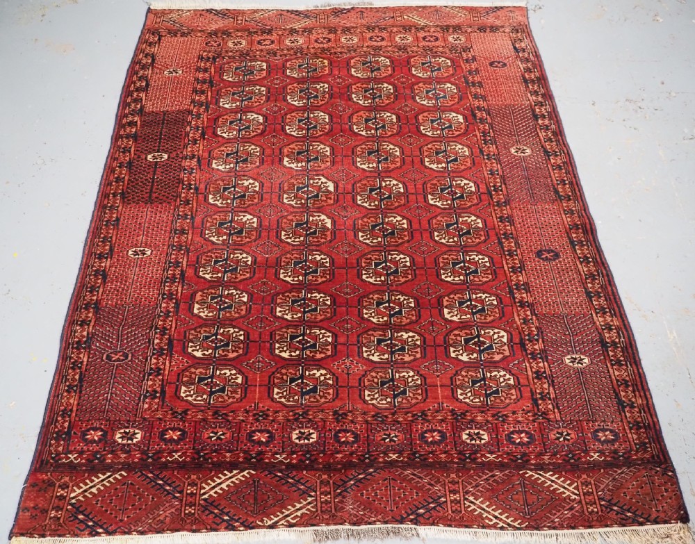 antique tekke turkmen rug with warm red colour circa 1900