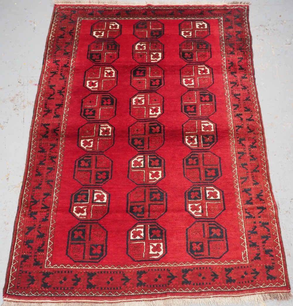 old afghan village rug ersari turkmen gul design circa 1930