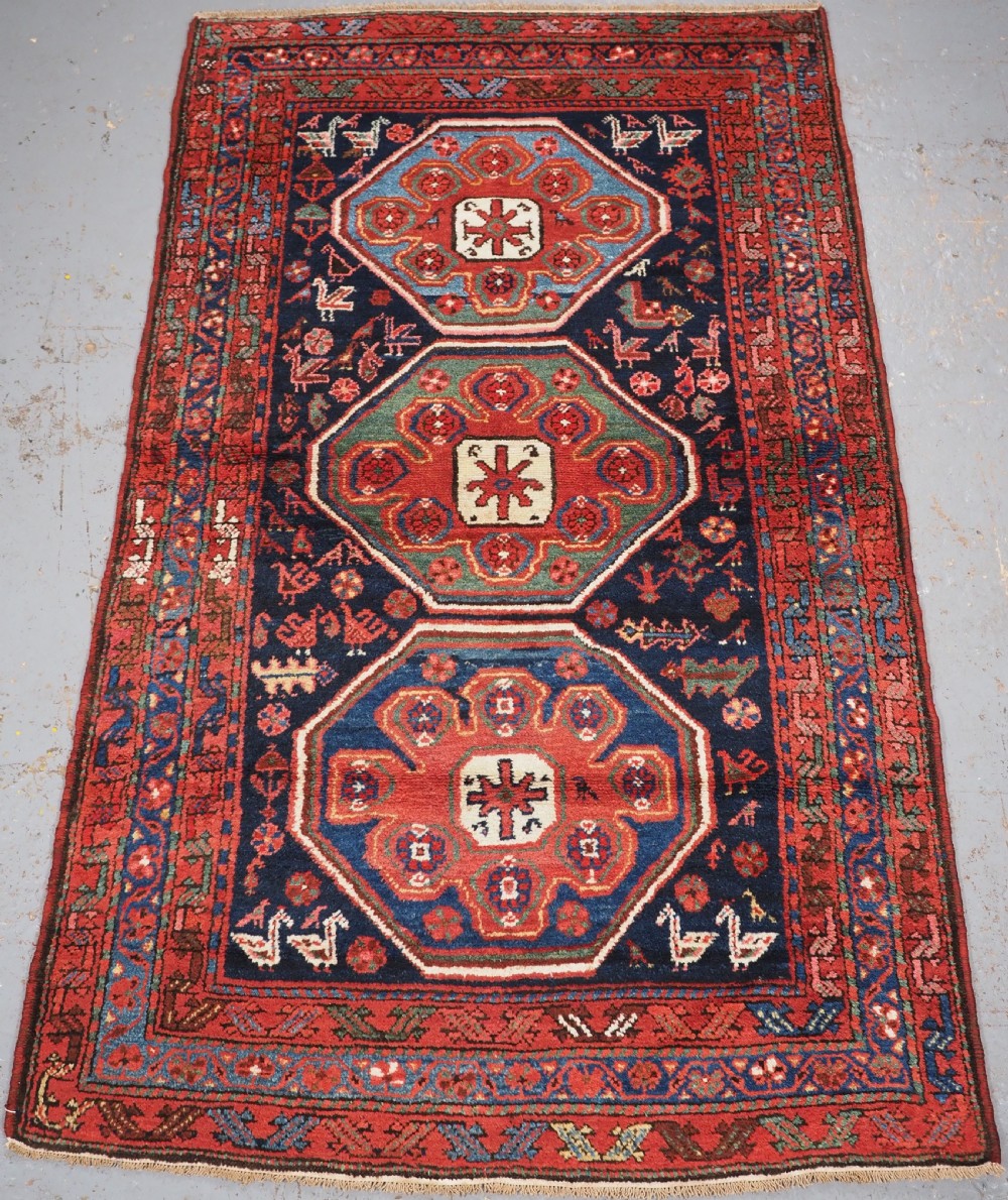 antique kurdish rug of octagon design superb colour condition circa 1900