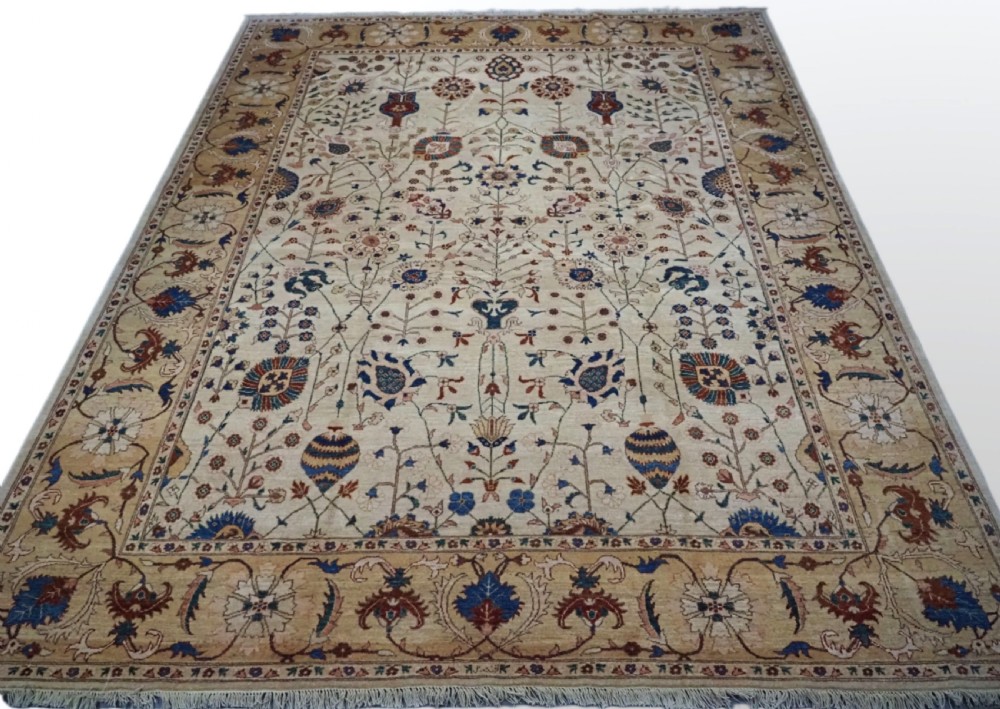 afghan ziegler design carpet with classic floral vase design about 10 years old