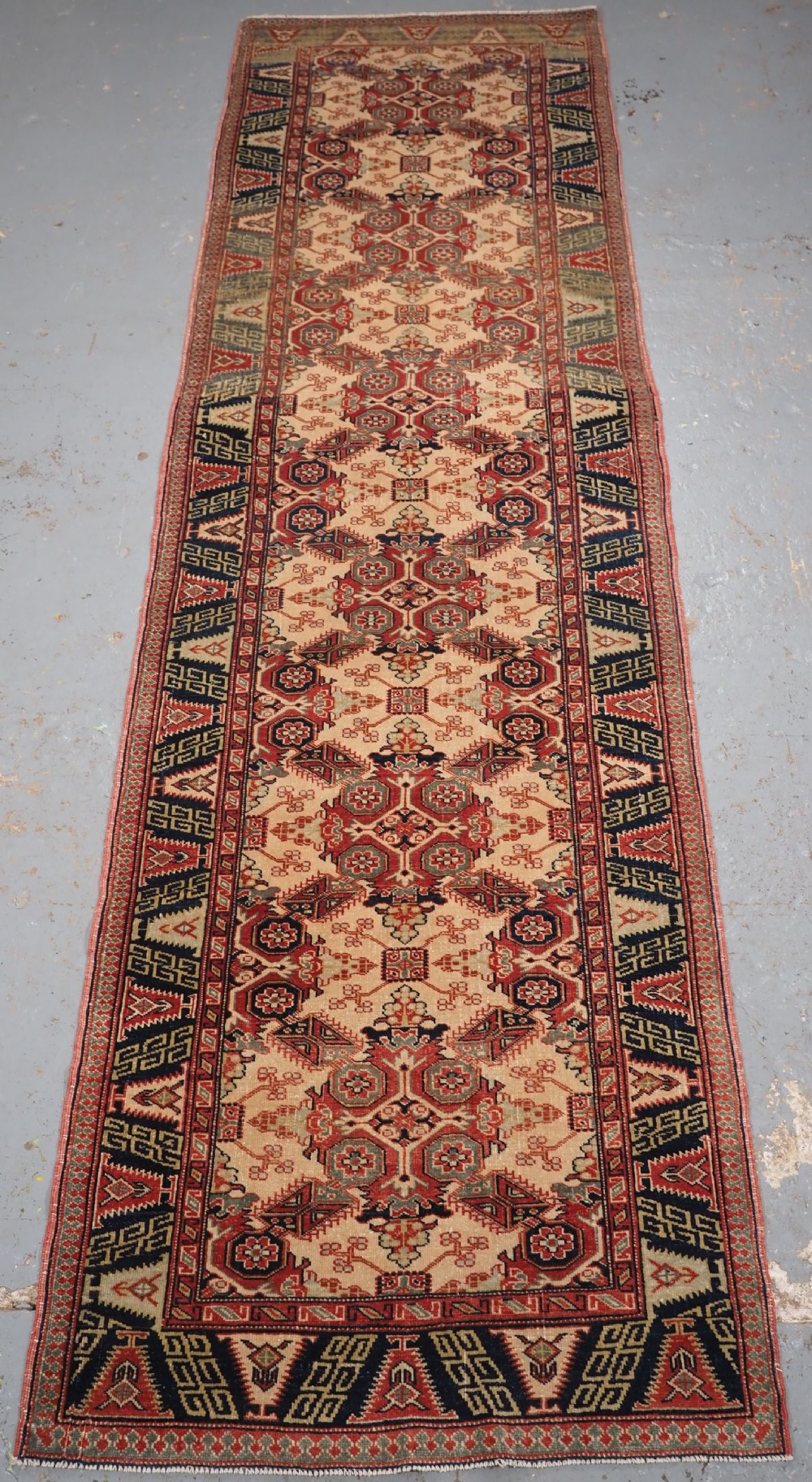 hand knotted afghan runner caucasian seichur design