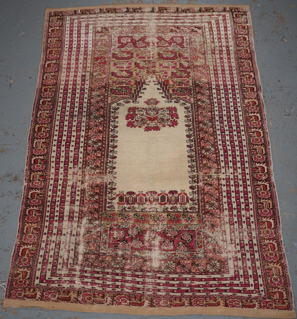 antique turkish ghiordes prayer rug of classic design circa 1800