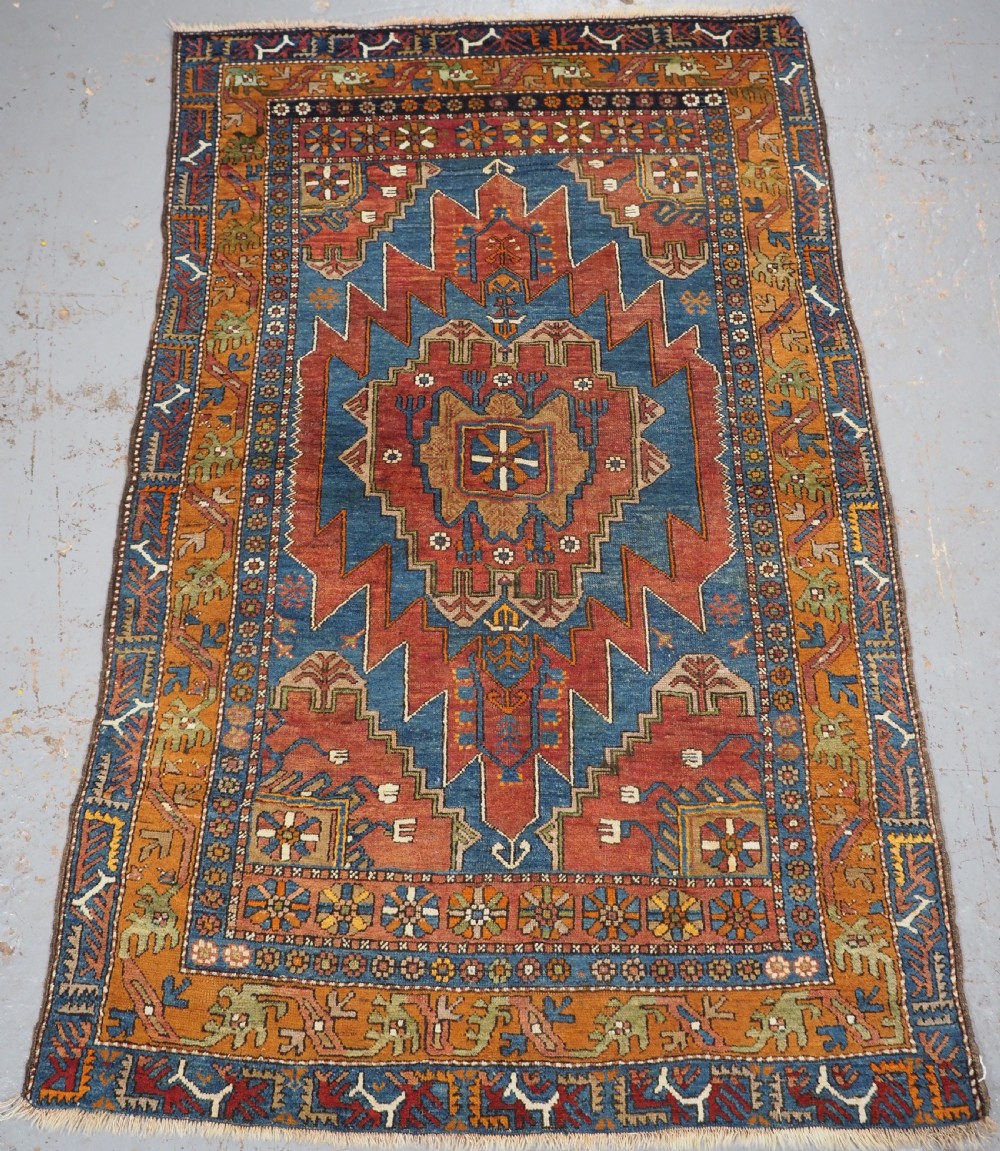 antique turkish yahyali village rug traditional design circa 1900