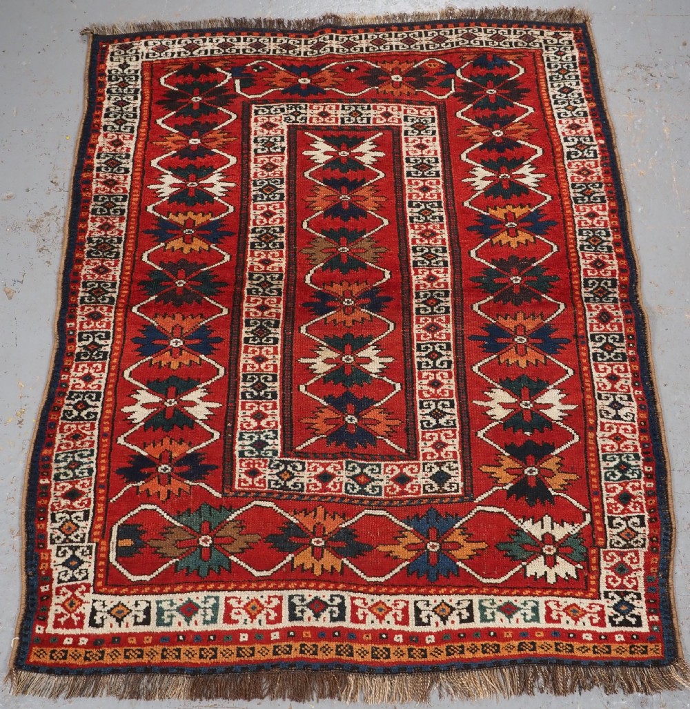 antique south caucasian kurdish rug interesting design circa 1920