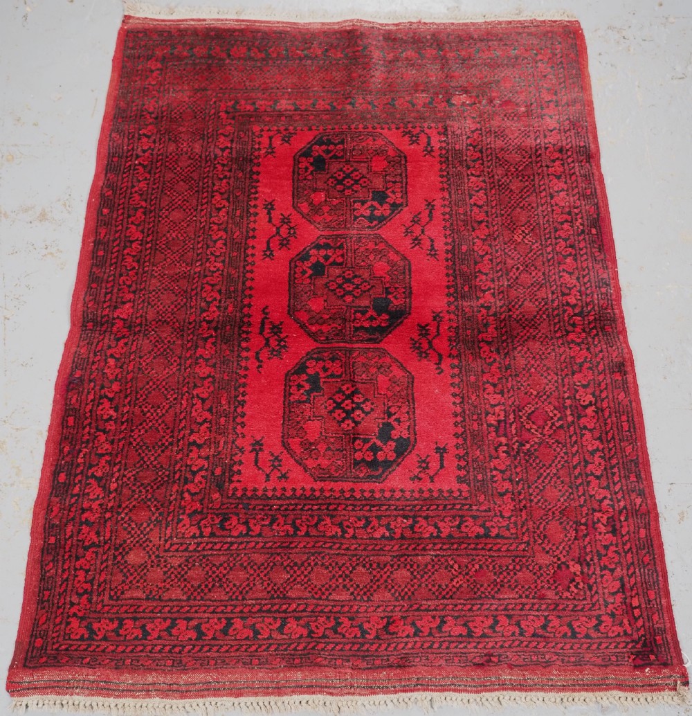 old afghan village rug of traditional design very strong rug circa 1940