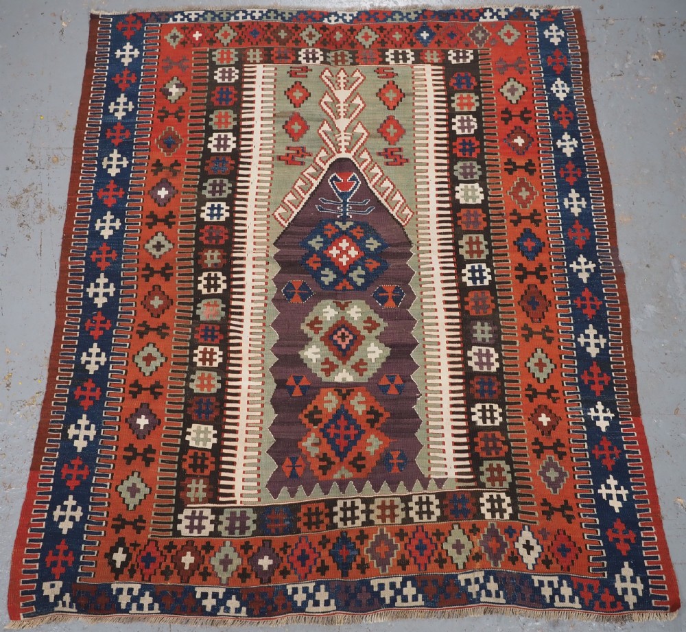 antique turkish obruk region prayer kilim circa 1900