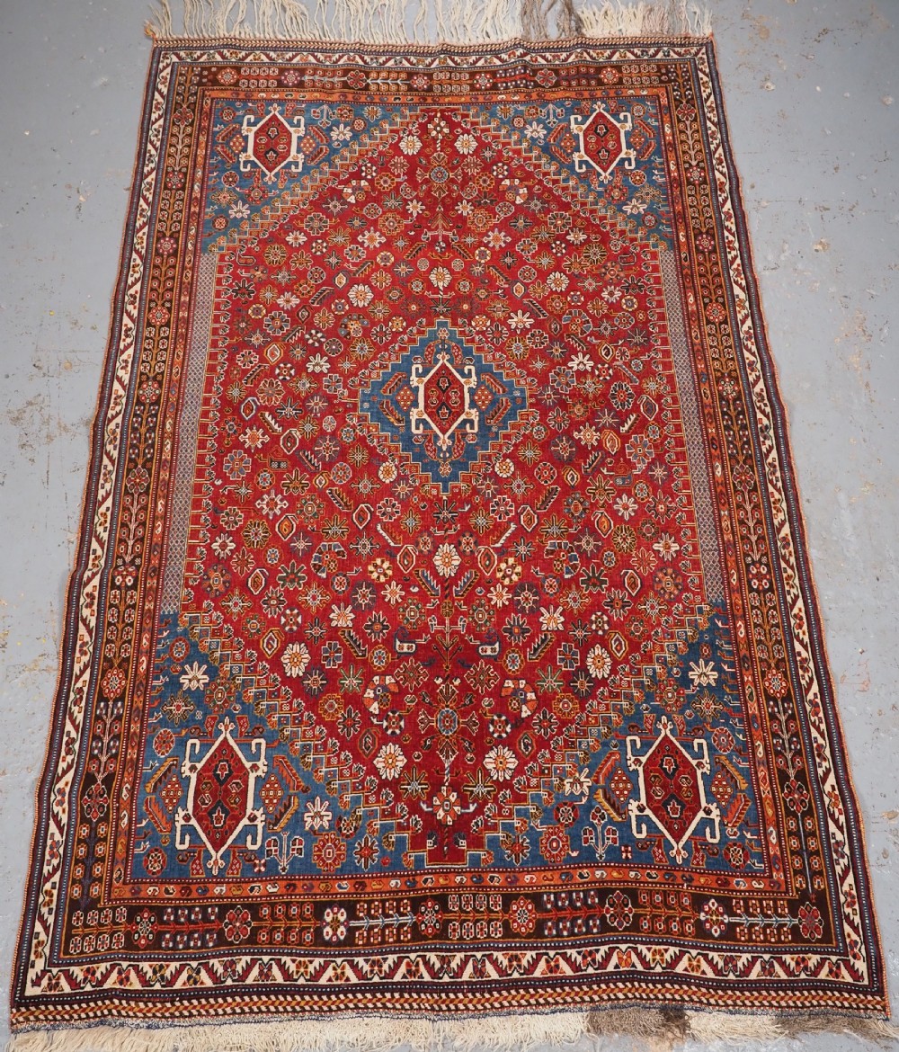 antique qashqai tribal rug superb colour and outstanding condition circa 1890