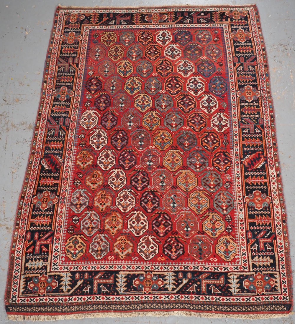 antique afshar rug with large boteh design circa 1880