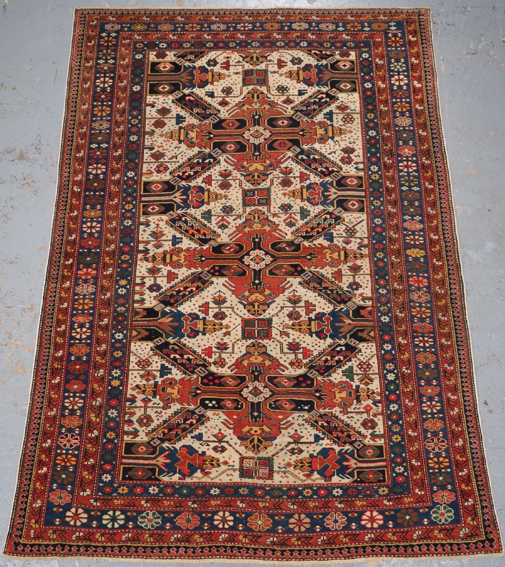 antique caucasian seichur rug of classic cross design circa 1880