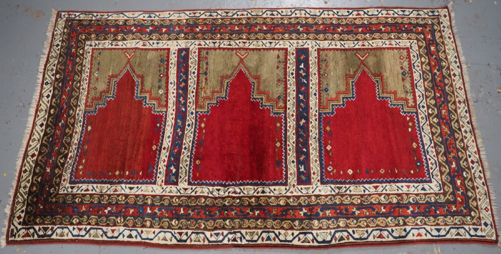 antique turkish sivas saf multi niche prayer rug circa 1900