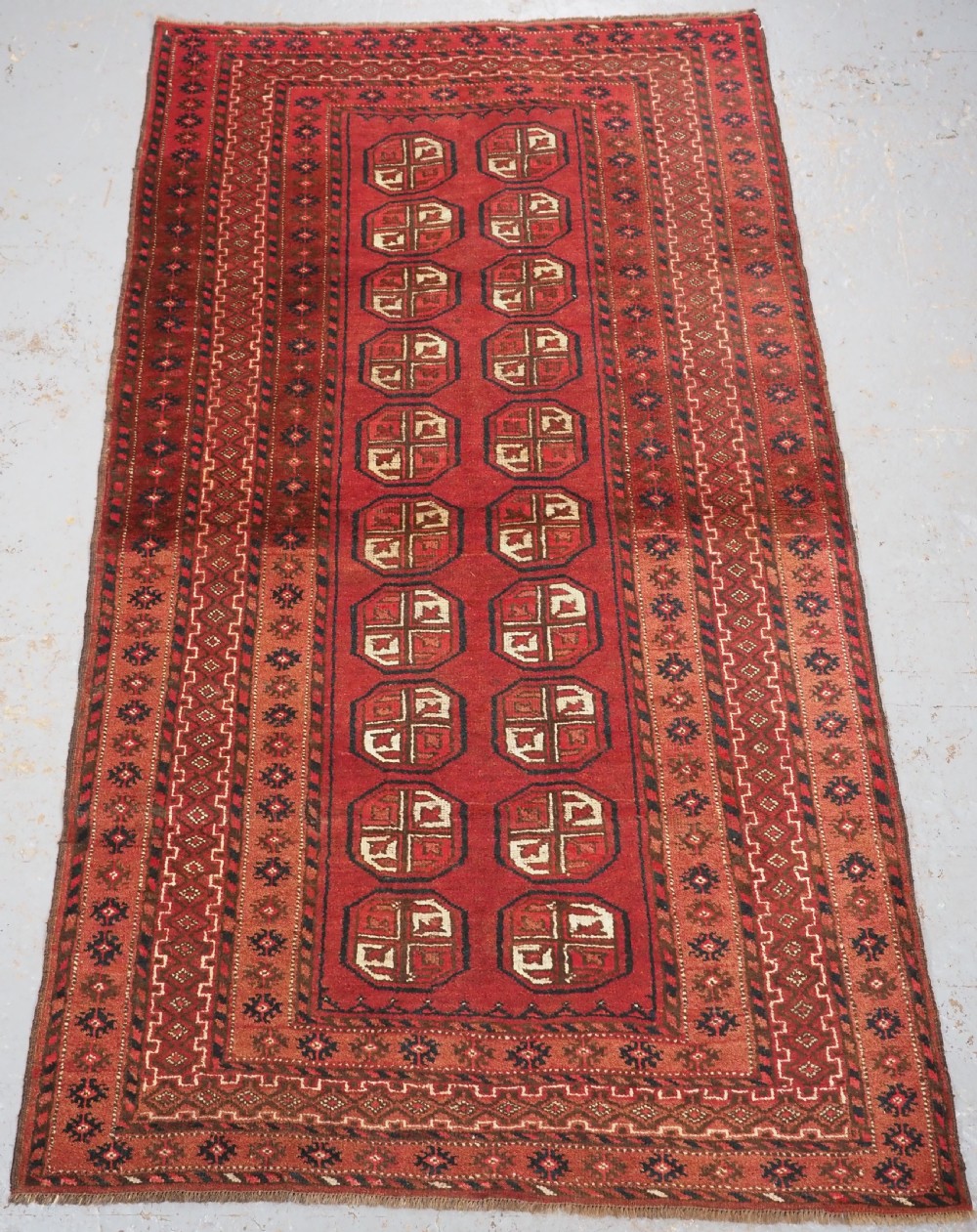 old afghan village rug with turkmen design circa 1920