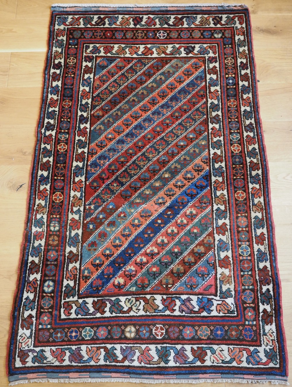 old kurdish rug with diagonal stripe design southern caucaus circa 1930