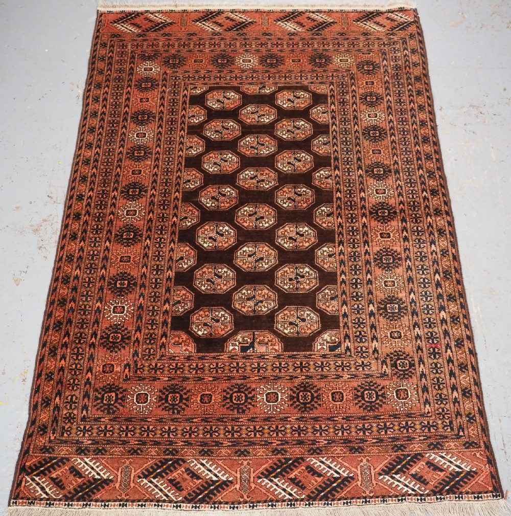 antique tekke turkmen rug of unusual design and colour circa 1920