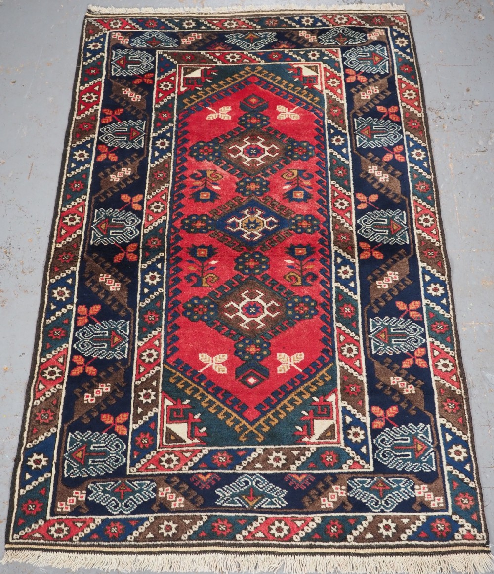 old turkish dosemealti village rug small medallion design circa 1960