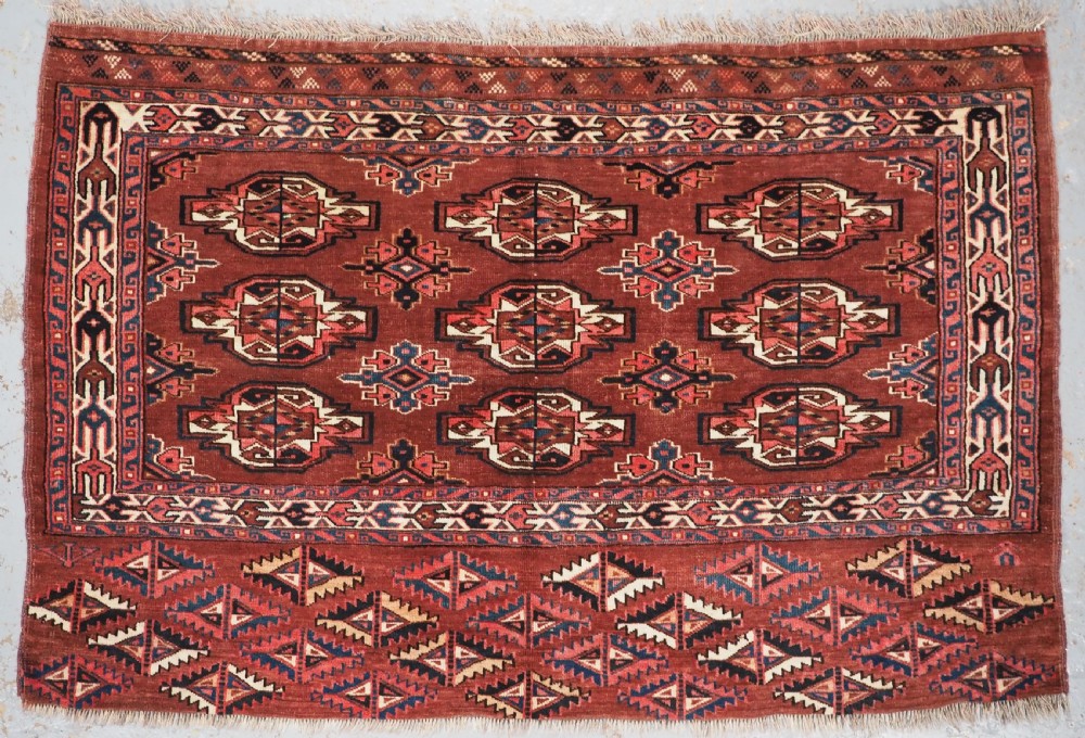 antique yomut turkmen 9 gul chuval good colours circa 1900