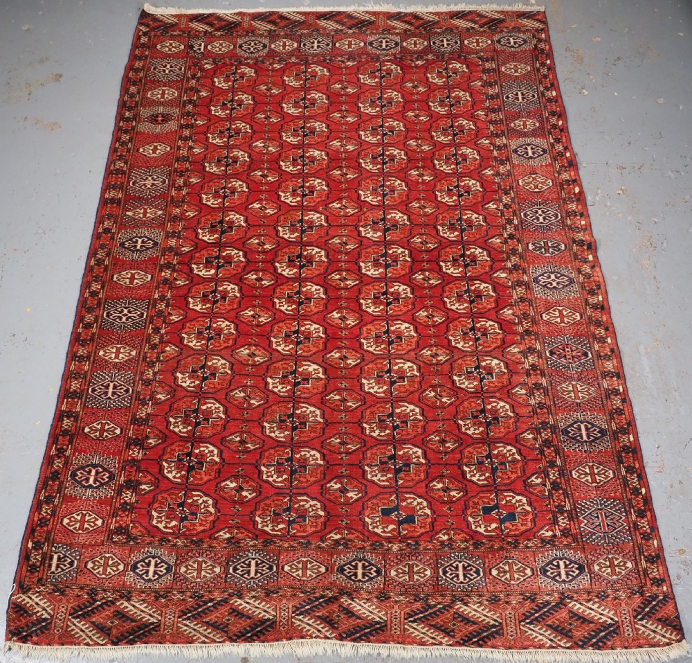 antique tekke turkmen main carpet small size with good colour circa 1890
