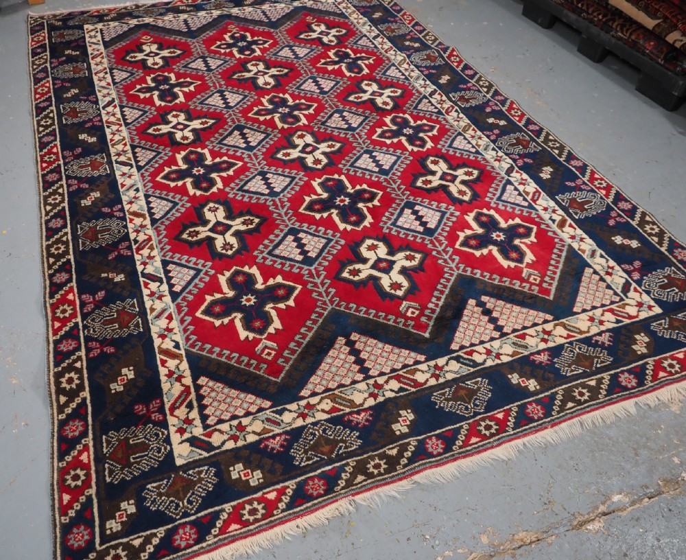 vintage hand knotted turkish dosemealti carpet about 30 years old