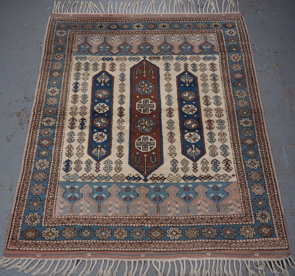 vintage turkish bergama rug with traditional design about 40 years old