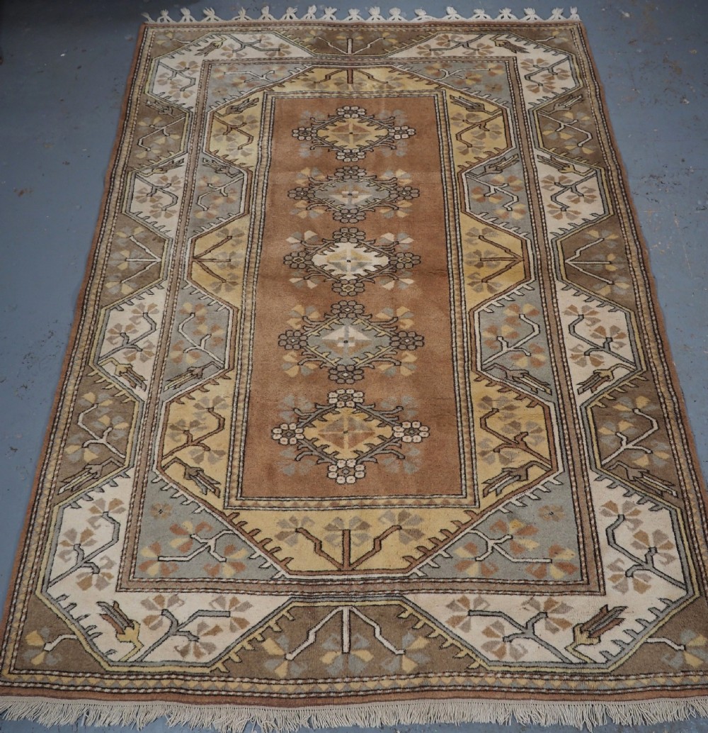 old turkish milas rug of traditional design small room size carpet circa 1960