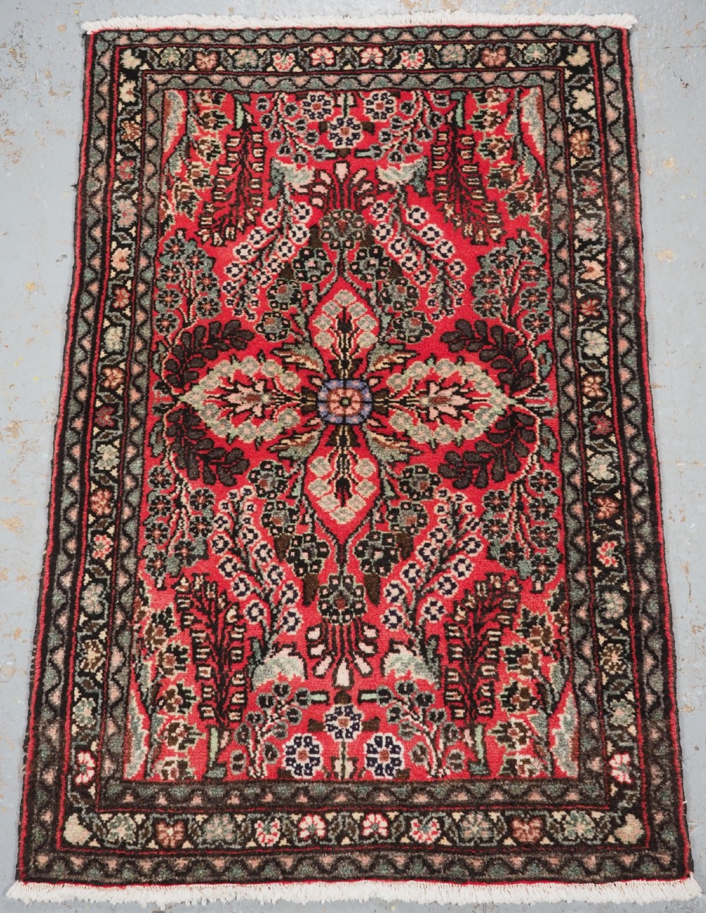 vintage hamadan region rug of small size with traditional design circa 1960