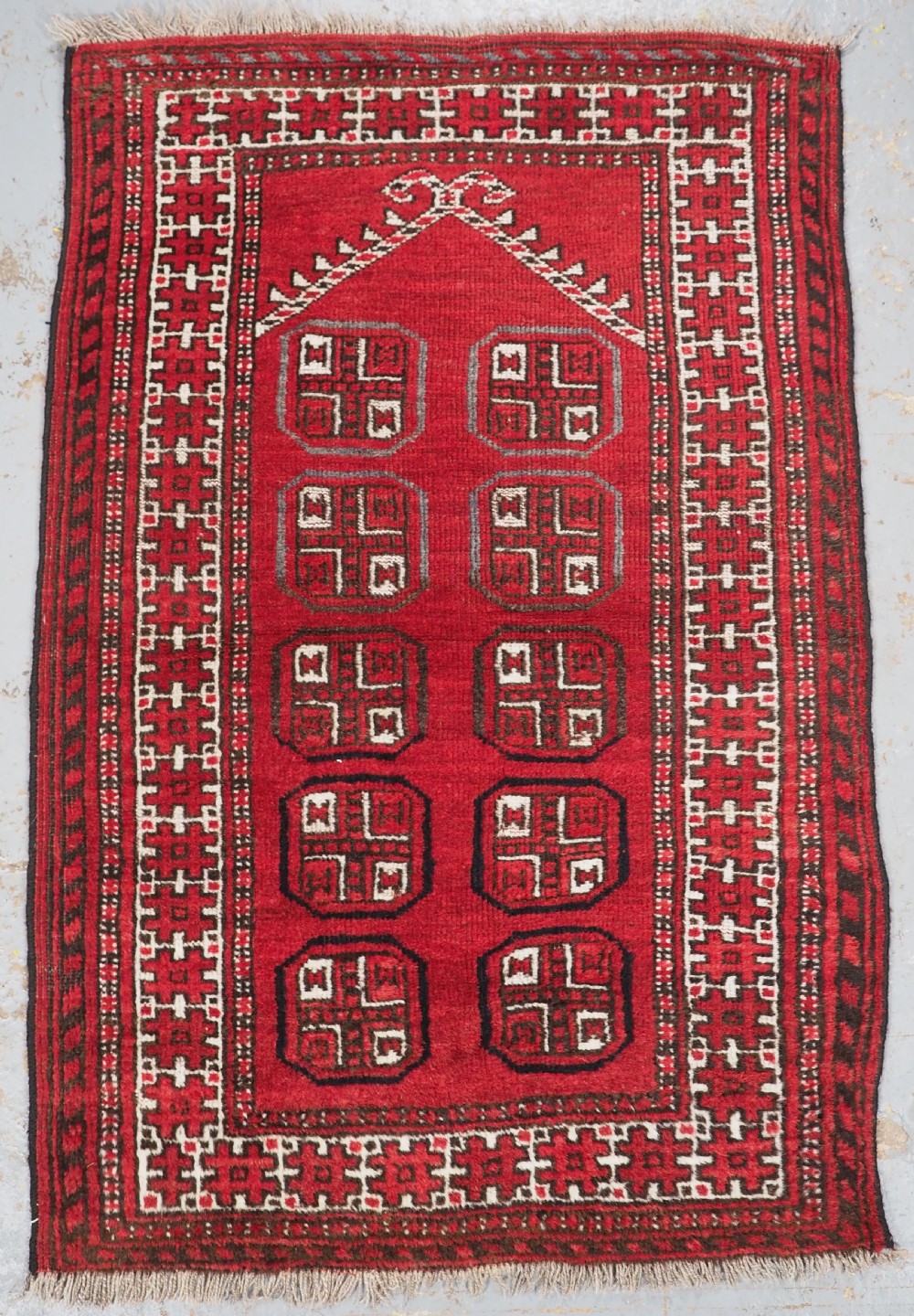 vintage afghan kizyl ayak turkmen prayer rug circa 1950