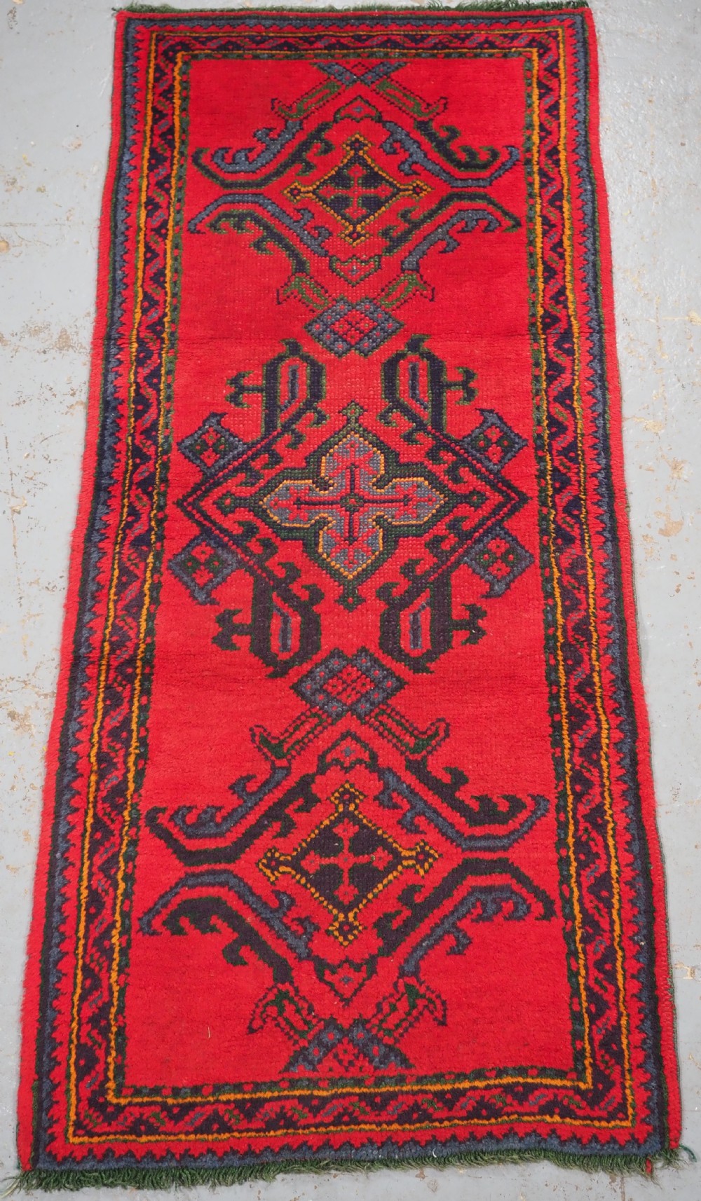 antique turkish oushak rug runner of small size traditional design circa 1920