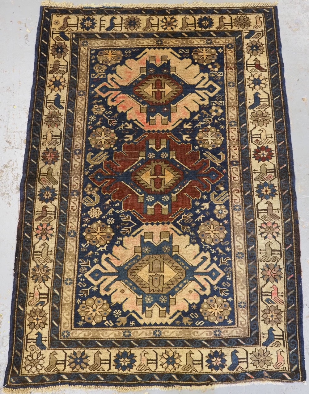 antique caucasian shirvan kuba rug soft faded colours circa 1900