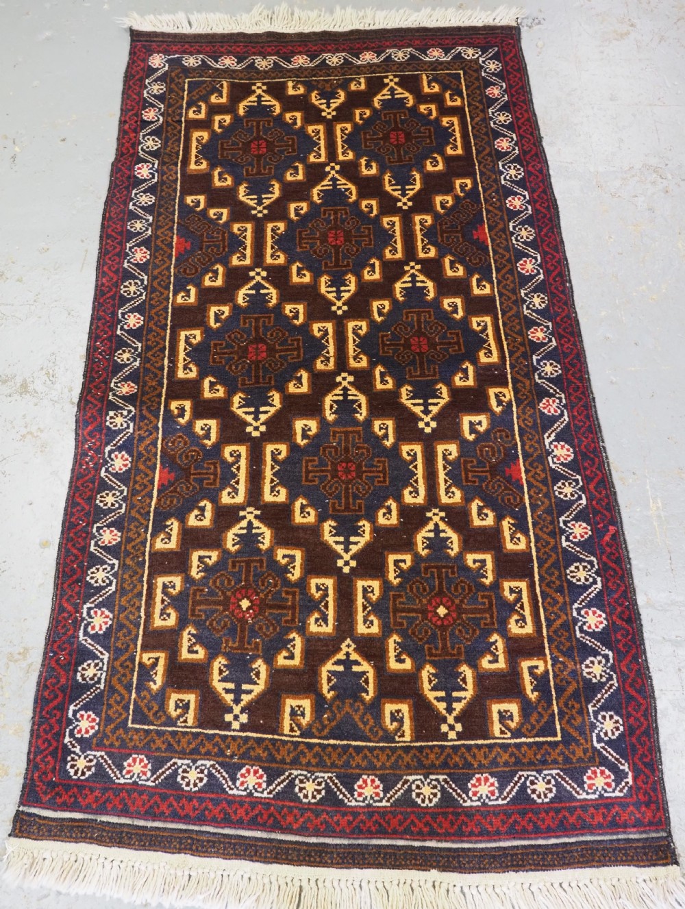 vintage afghan village rug of traditional design about 40 years old