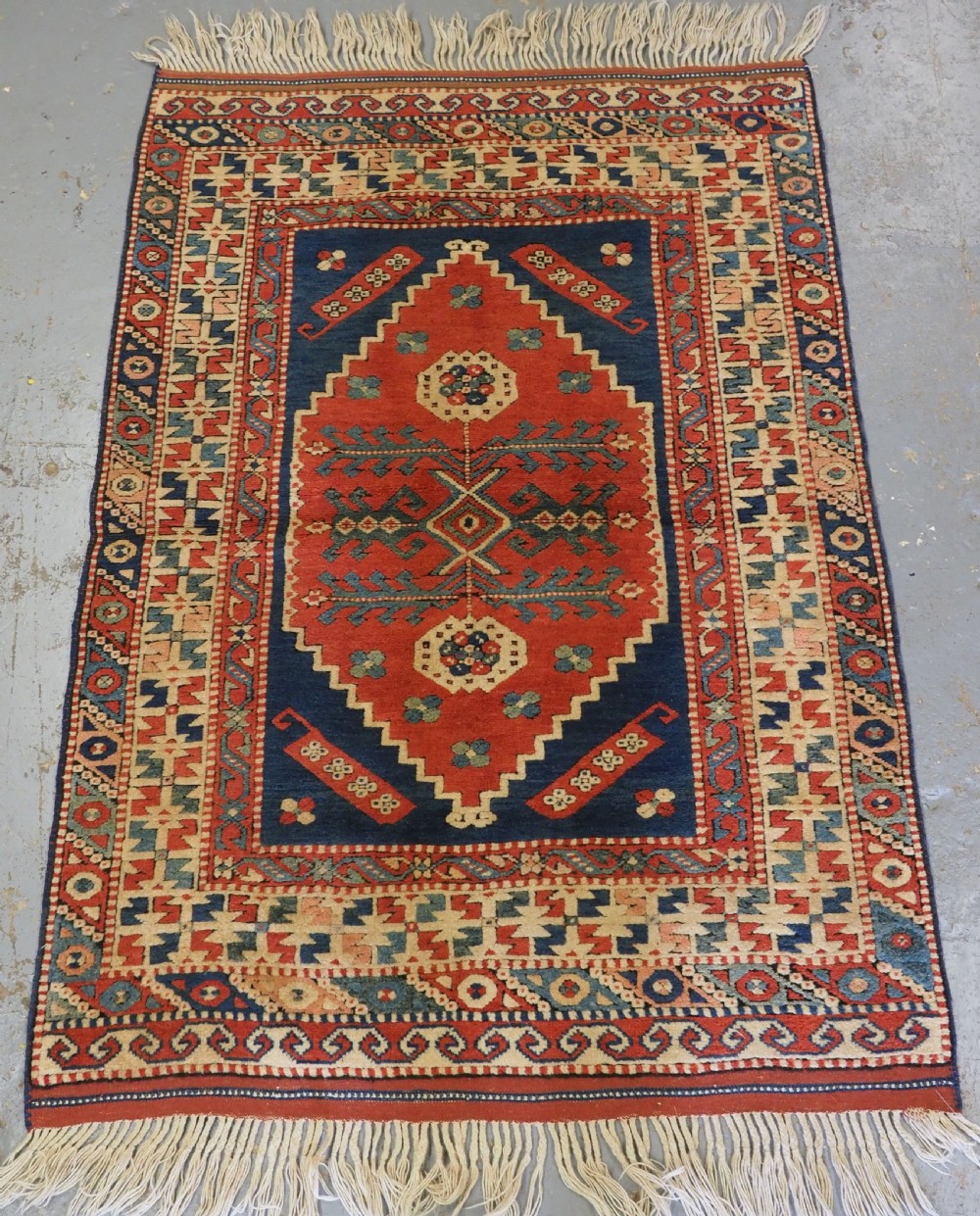 vintage turkish bergama rug of traditional medallion design about 60 years old