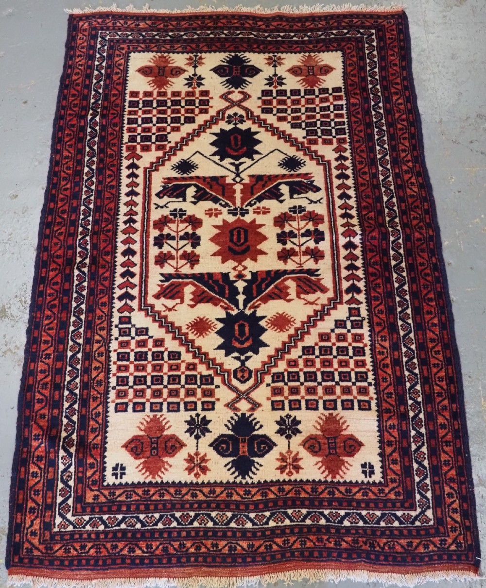 vintage turkish yagcibedir village rug with ivory ground about 70 years old