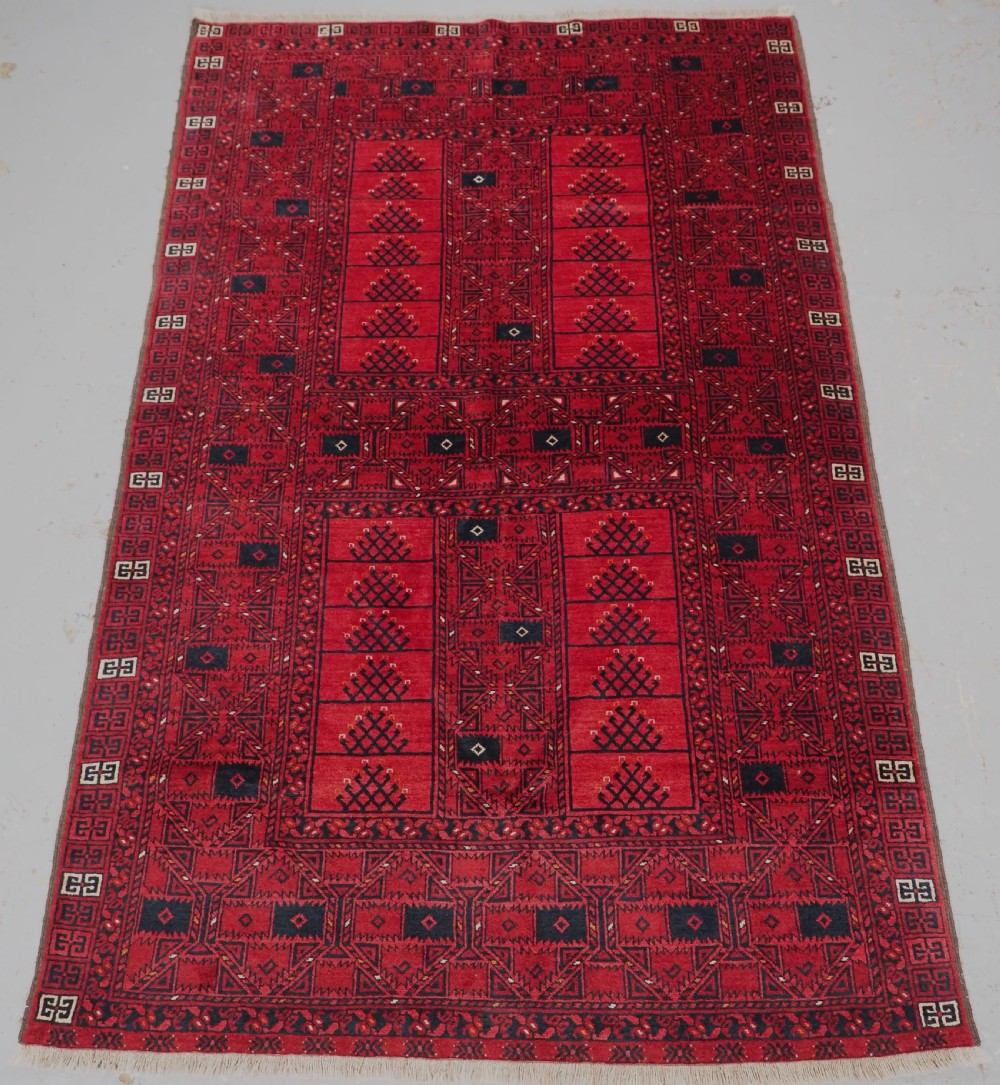 vintage afghan rug with traditional ensi design circa 1930