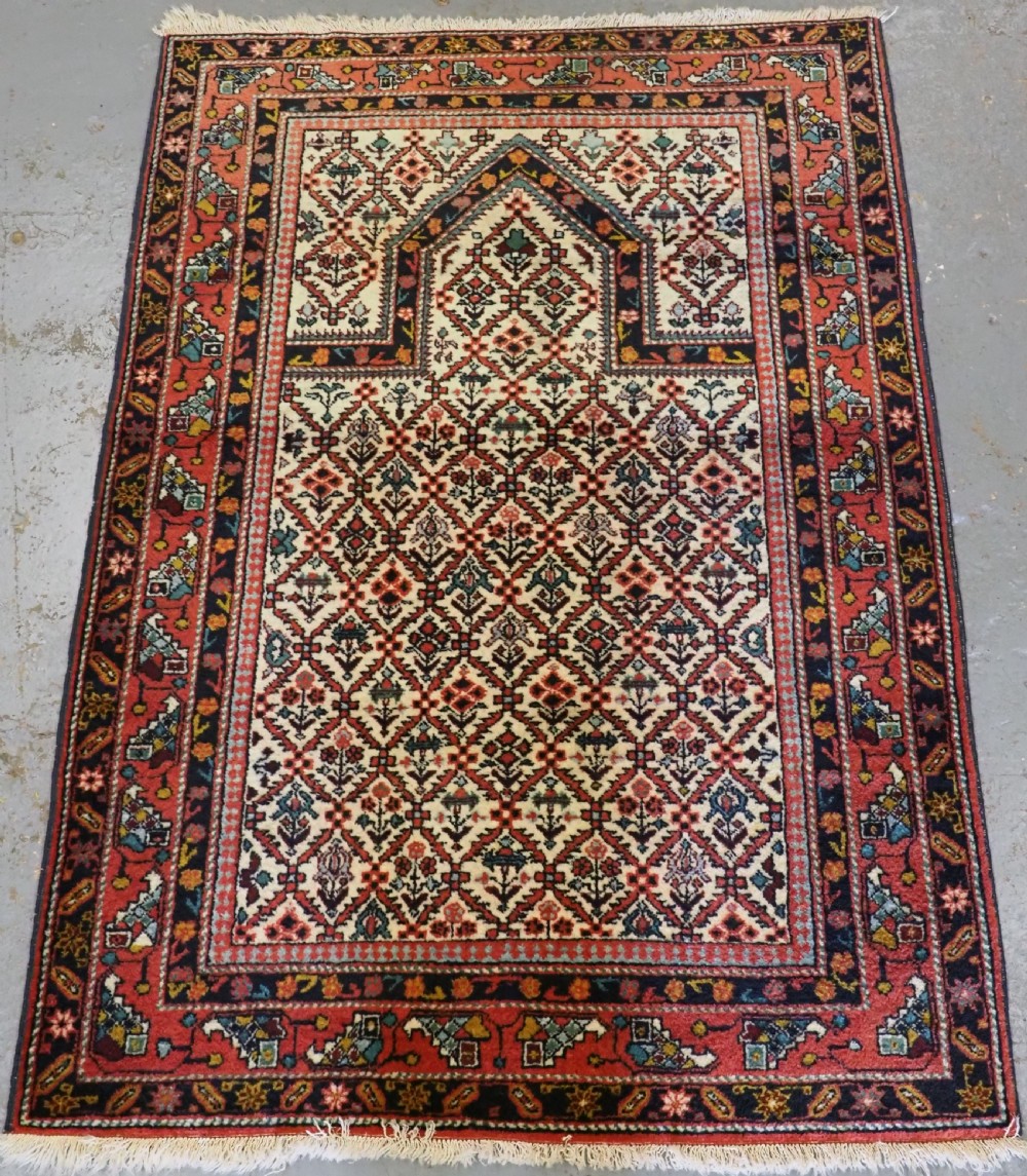 vintage caucasian erivan prayer rug with lattice design about 40 years old