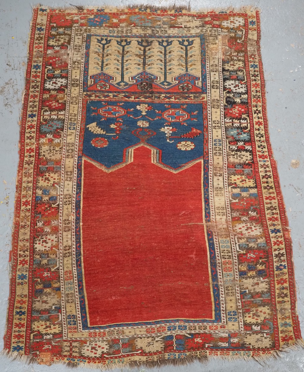 antique turkish ottoman ladik prayer rug superb display item circa 1800