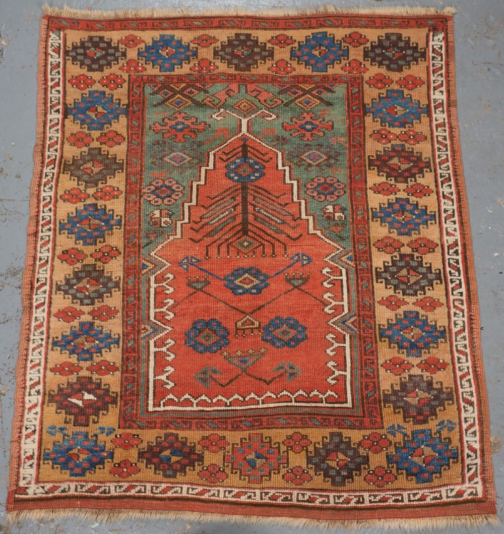 antique turkish konya region village prayer rug circa 1850