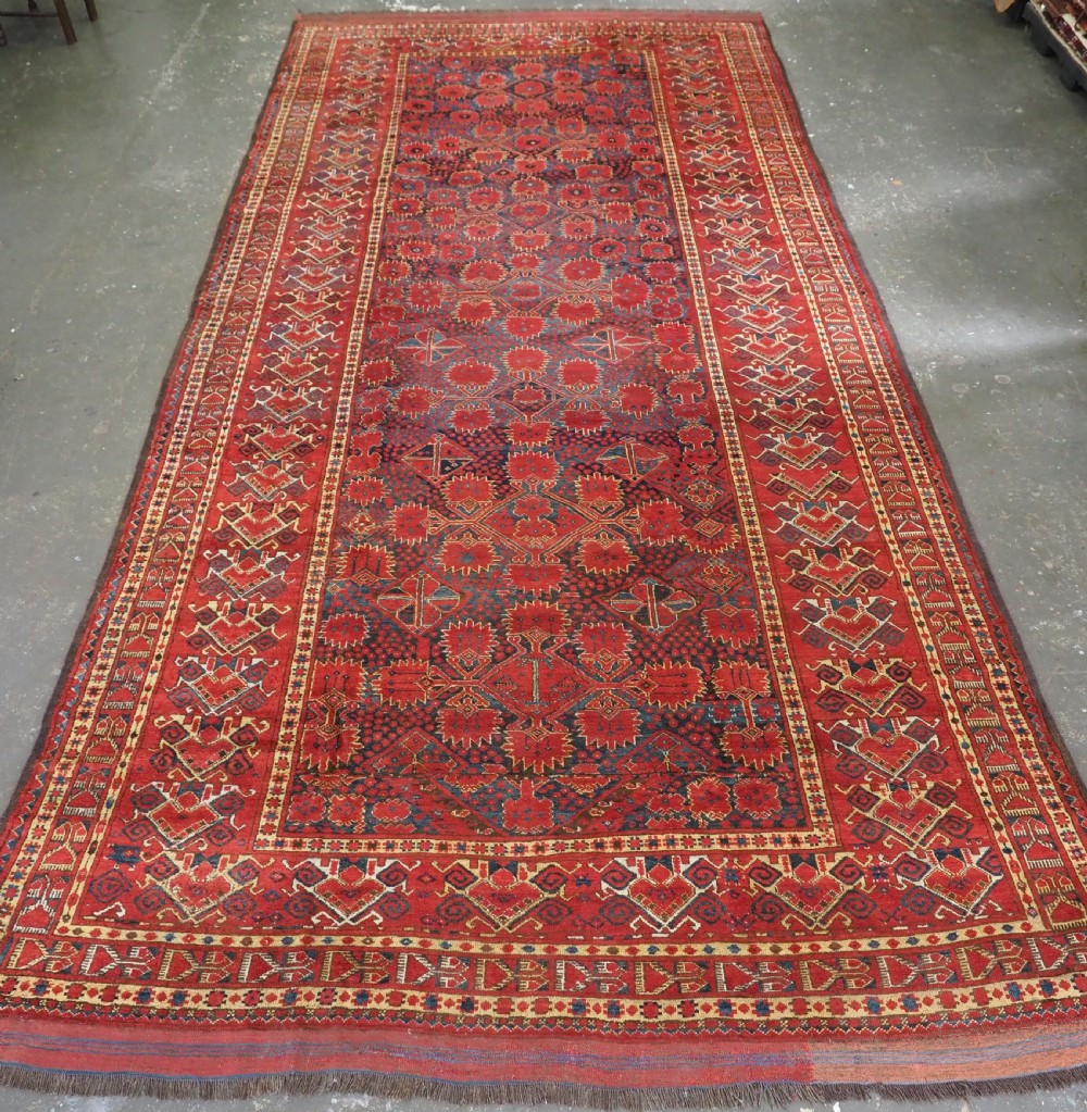 antique ersari beshir turkmen kelleh carpet of large size superb colour and condition circa 1870