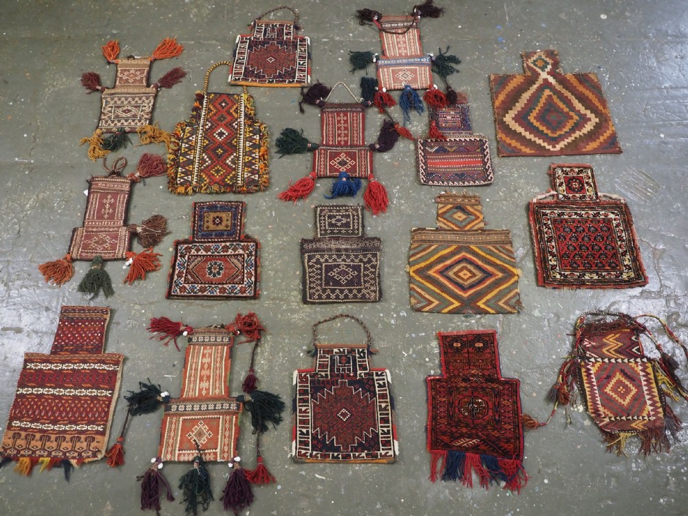 collection of 17 antique tribal salt bags afghan turkmen persian kurdish uzbek