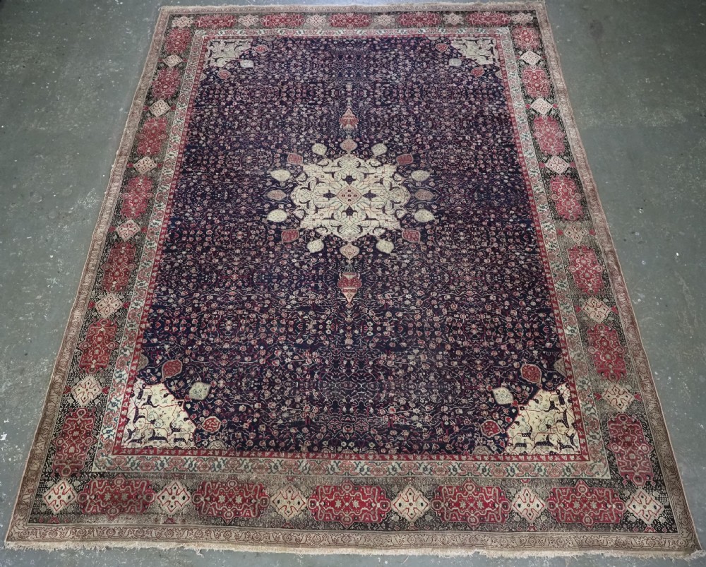 antique indian agra carpet of ardabil design very fine weave circa 1880