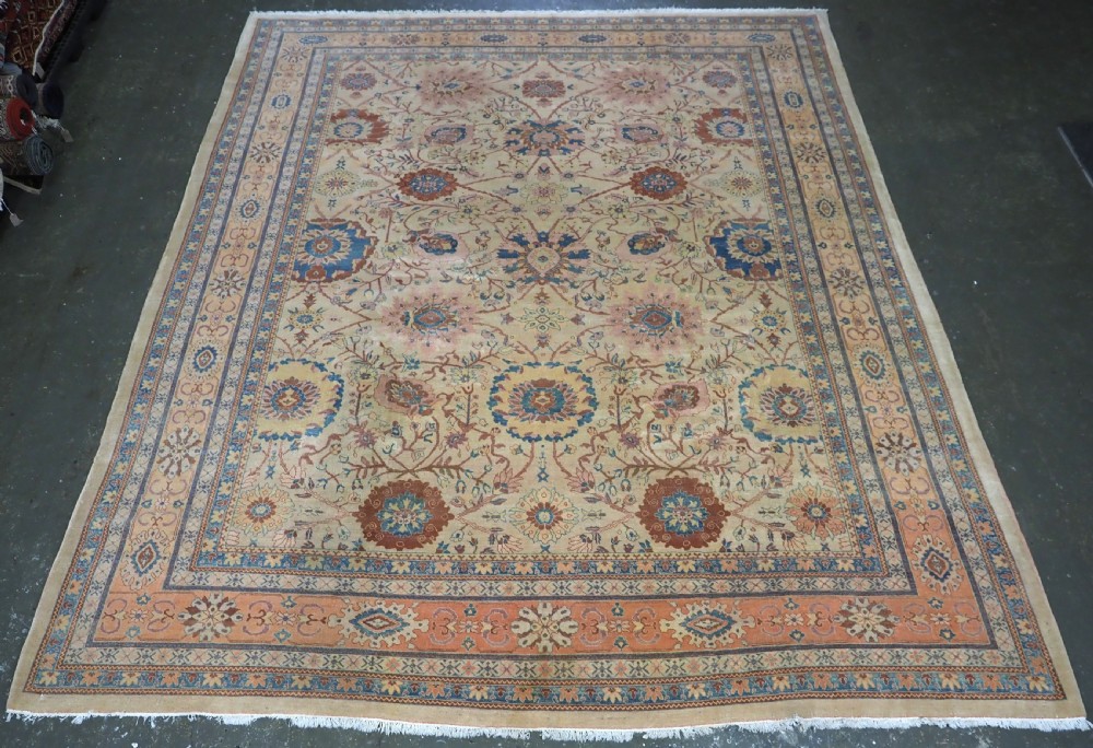 vintage ziegler carpet in classic persian vase design soft colours about 30 years old
